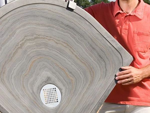 Bild Küchenzeile holzfarbig mit Herd